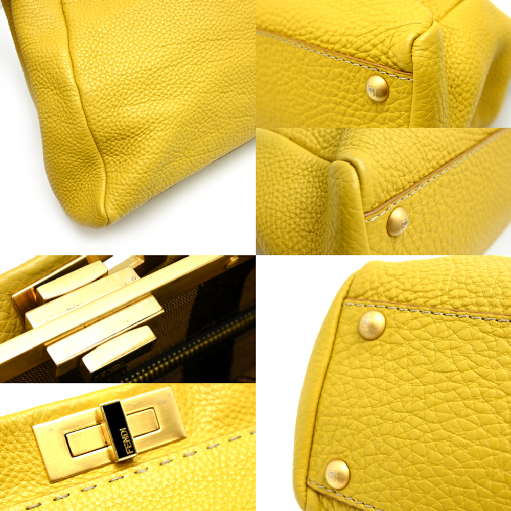 Fendi Peekaboo Medium Selleria Women's Handbag 8BN226 Leather Yellow - Picture 7 of 10